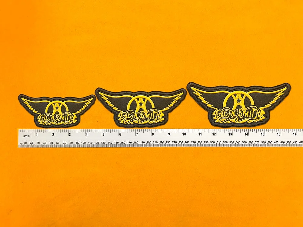 Premium embroidered Aerosmith band patch on denim jacket
