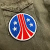 Embroidered sci-fi military patch border and stitching detail