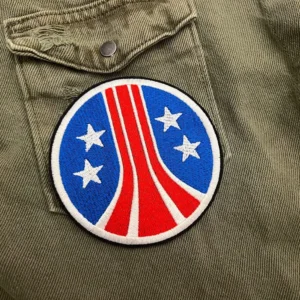 Embroidered sci-fi military patch border and stitching detail