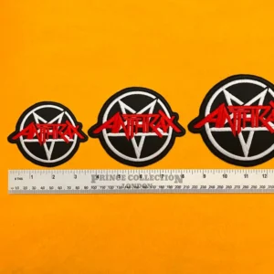 Anthrax patch on denim battle jacket