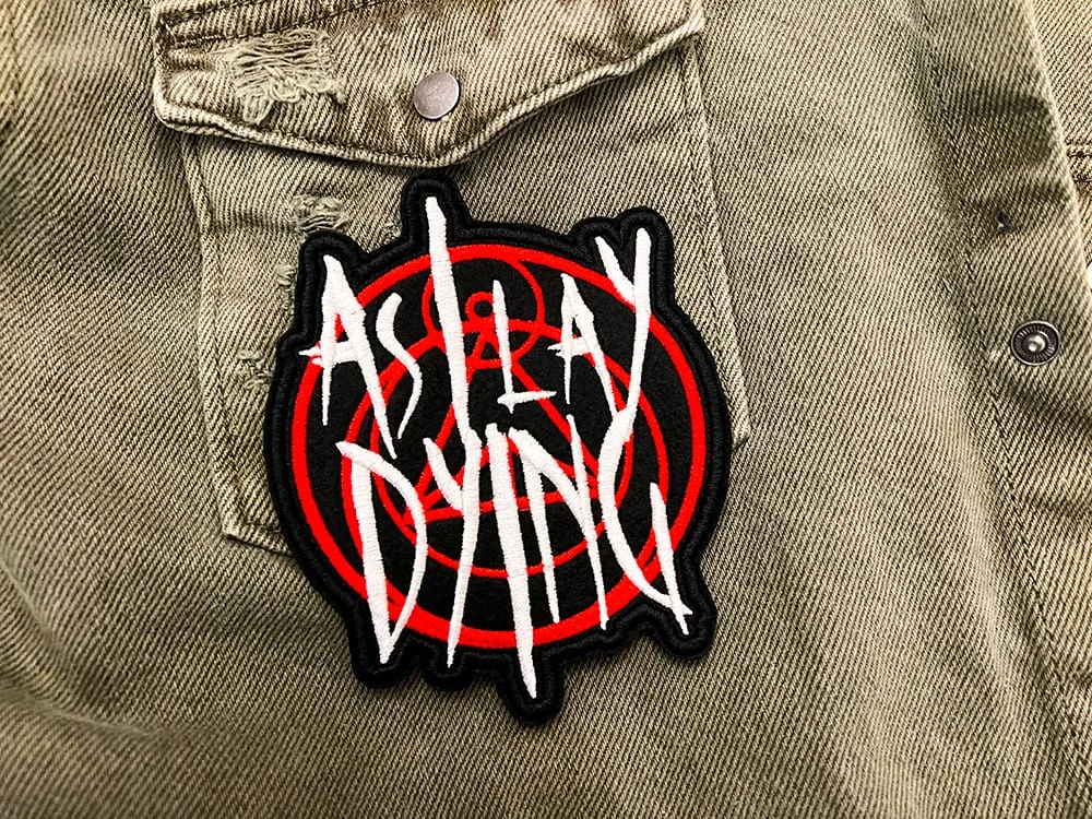 Embroidered metalcore patch border and stitching detail