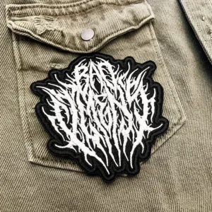 Embroidered metalcore patch border and stitching detail