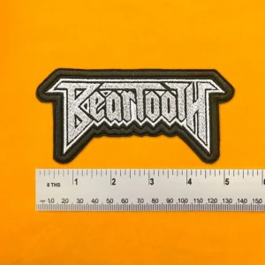Embroidered band patch dimensions beside ruler