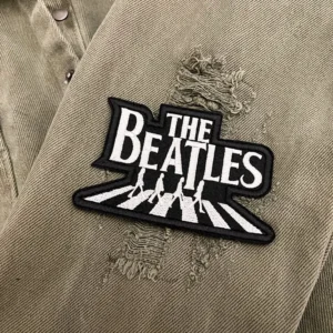 Embroidered Beatles band patch border and stitching detail