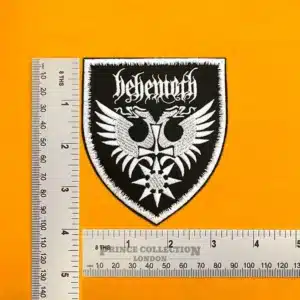Embroidered Behemoth band design beside measurement ruler