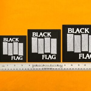 Black Flag patch on denim punk jacket