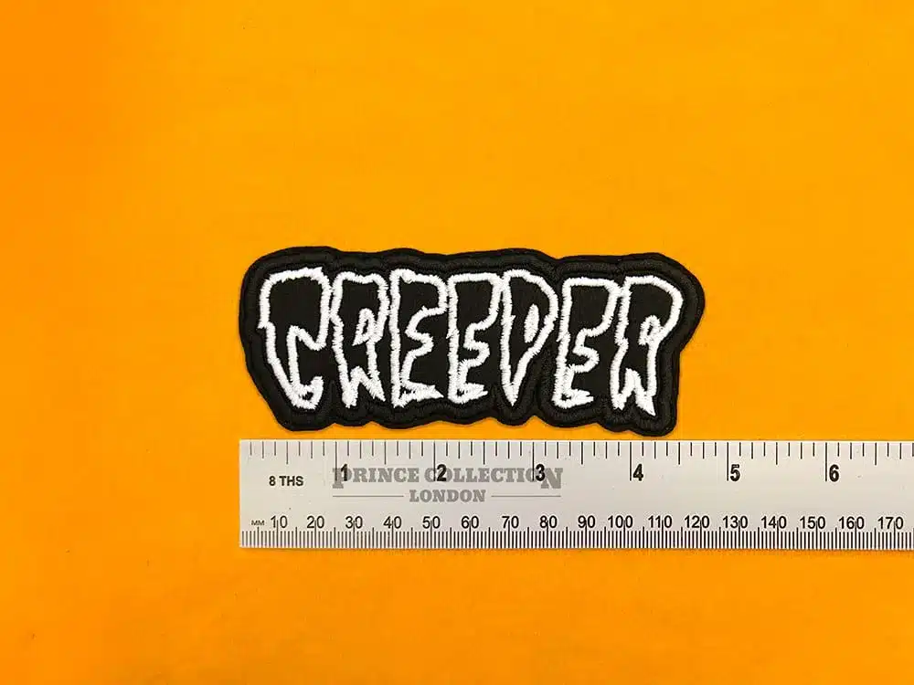 Creeper patch dimensions and embroidered design
