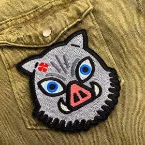 Embroidered anime patch border and stitching detail