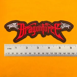 Embroidered band patch dimensions beside ruler