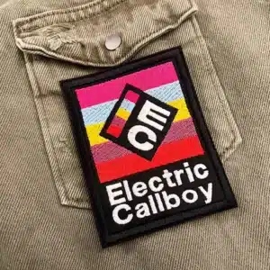 Embroidered band patch border and stitching detail