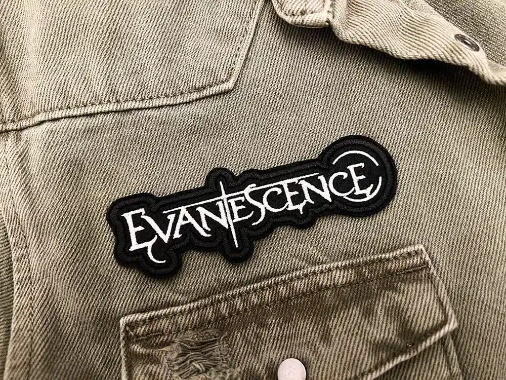 Embroidered band patch border and stitching detail