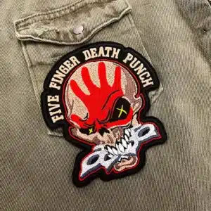 Five Finger Death Punch patch on denim jacket
