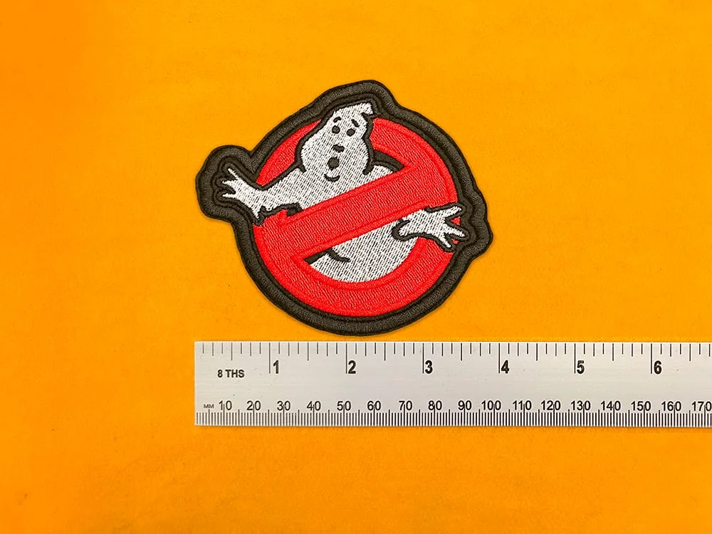 Small medium and large Ghostbusters patch size comparison