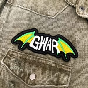 Close-up of embroidered border and stitching