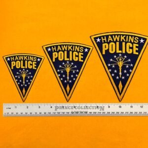 Stranger Things Hawkins Police patch on denim jacket