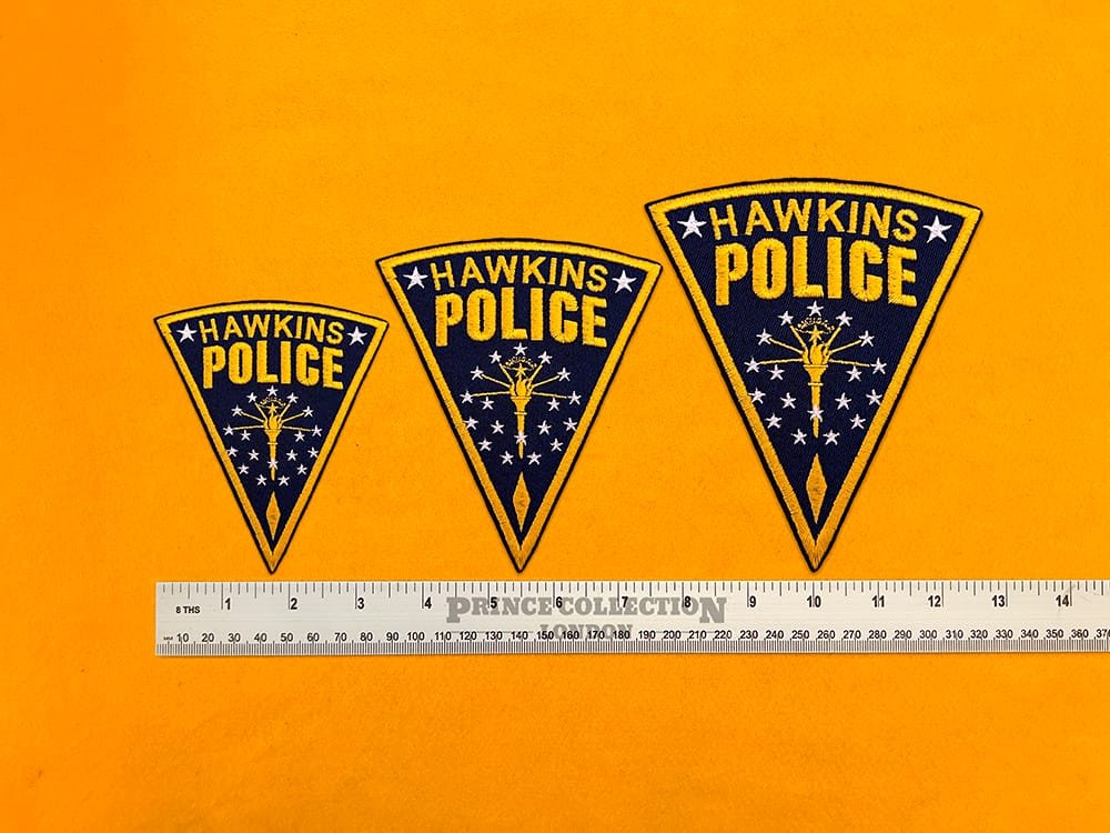 Stranger Things Hawkins Police patch on denim jacket