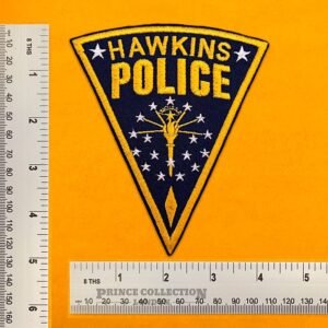 Small medium and large Hawkins Police patch size comparison