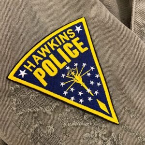 Embroidered TV patch border and stitching detail