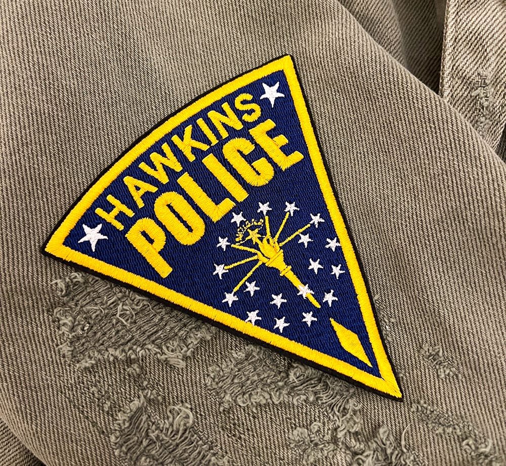 Embroidered TV patch border and stitching detail