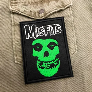 Misfits Green Face patch on denim jacket