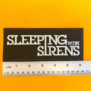 Premium embroidered Sleeping With Sirens band patch on denim jacket