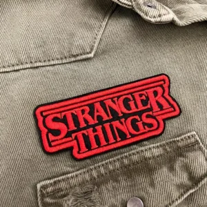 Embroidered TV patch border and stitching detail