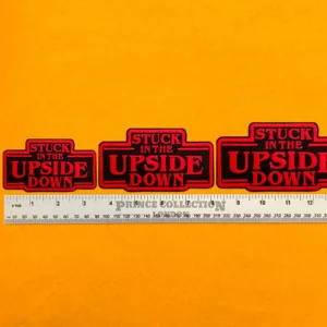 Stranger Things Stuck in the Upside Down patch on denim jacket