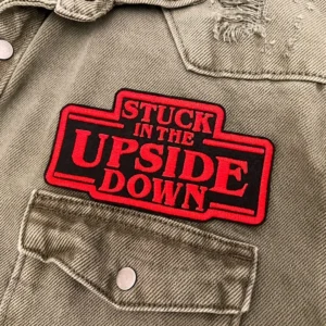 Embroidered Stranger Things patch border and stitching detail