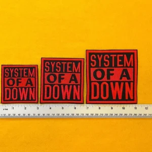 Premium embroidered System Of A Down band patch on denim jacket