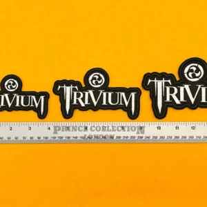 Trivium embroidered patch on denim jacket