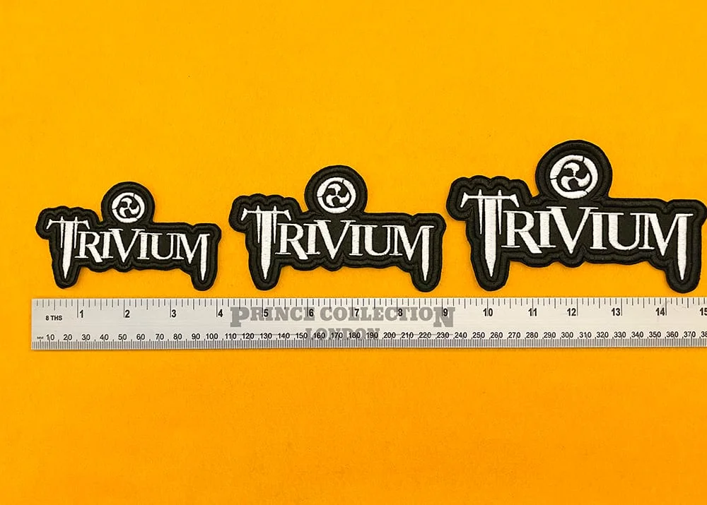 Trivium embroidered patch on denim jacket