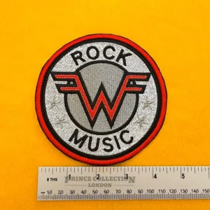 Weezer Logo Patch 2 dimensions beside ruler