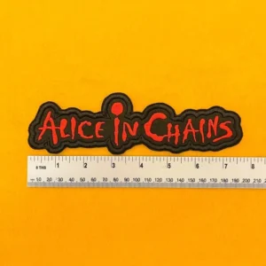 Alice in Chains embroidered band patch on denim jacket