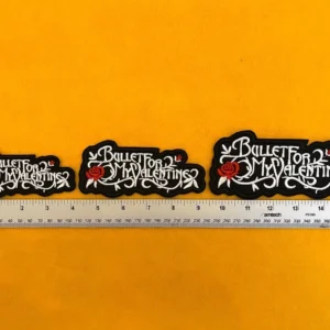 Small medium and large Bullet for My Valentine patch size comparison