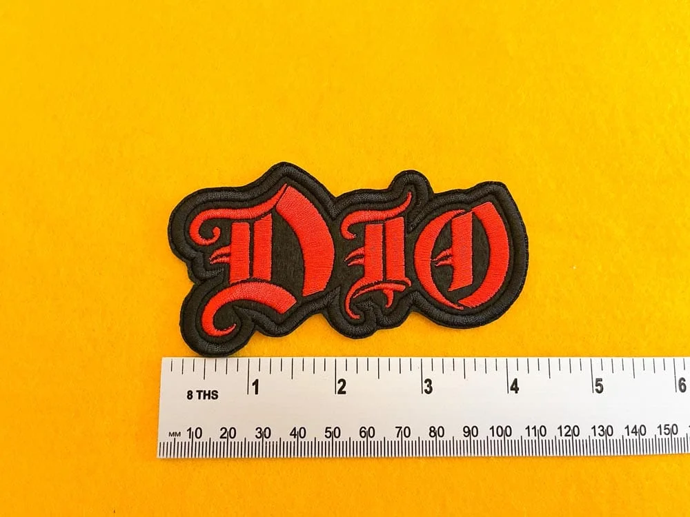 Dio embroidered band patch on denim battle jacket