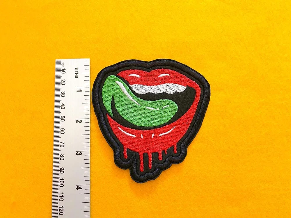 Falling in Reverse embroidered band patch on denim jacket