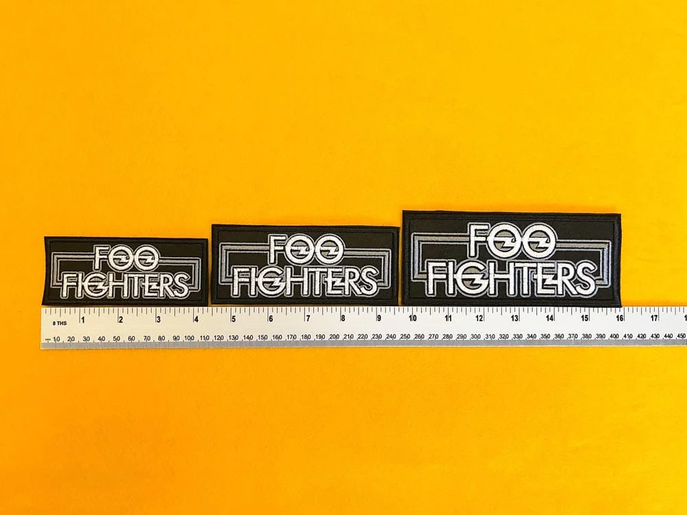 Small medium and large Foo Fighters patch size comparison