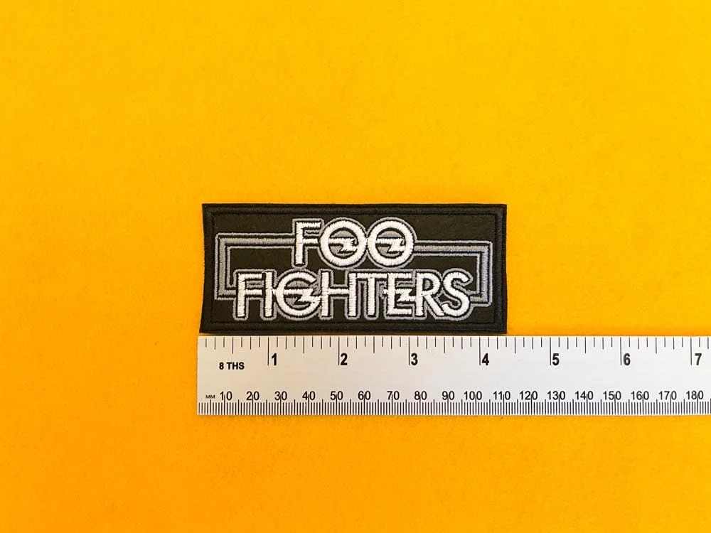 Foo Fighters embroidered band patch on denim jacket