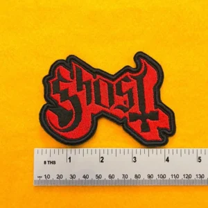 Ghost embroidered band patch on denim battle jacket