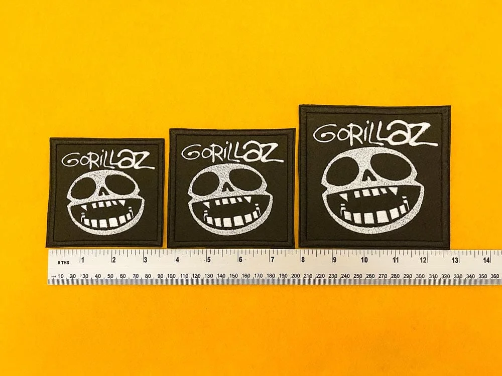 Small medium and large Gorillaz patch size comparison