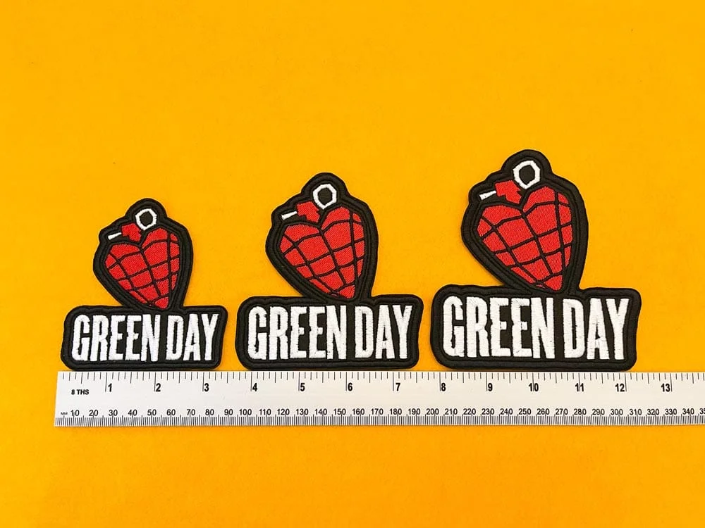 Small medium and large Green Day patch size comparison