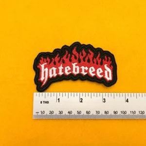 Hatebreed embroidered band patch on denim battle jacket