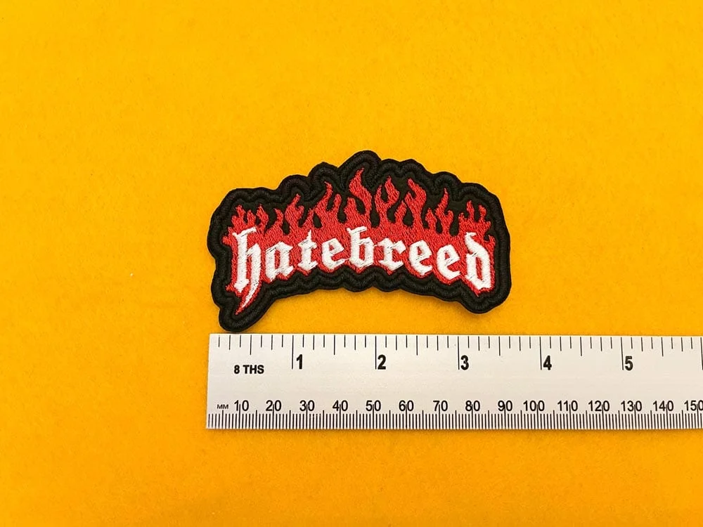 Hatebreed embroidered band patch on denim battle jacket