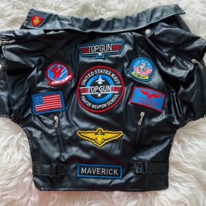 Black aviator dog jacket with Naval Aviator Wings patch