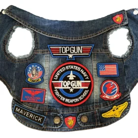 Pet Aviator Denim Dog Jacket size and measurement chart