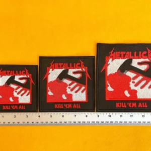 Metallica Kill 'Em All embroidered patch on denim jacket