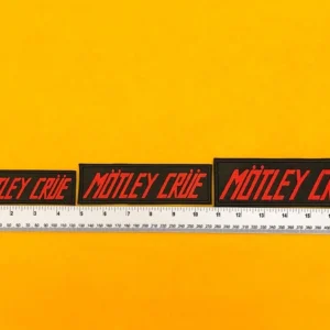 Mötley Crüe embroidered band patch on denim battle jacket