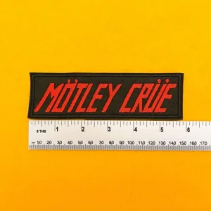 Small medium and large Mötley Crüe patch size comparison