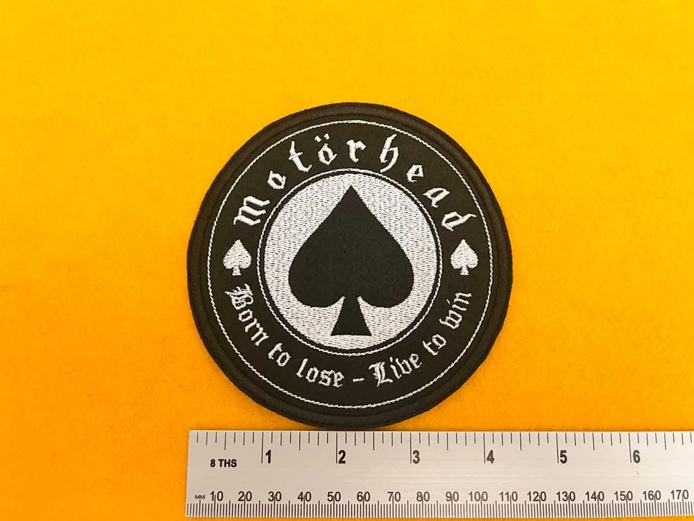 Motörhead patch dimensions beside ruler