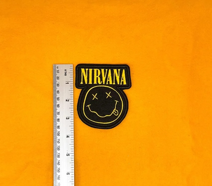 Nirvana embroidered band patch on denim jacket
